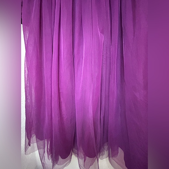 Ivy City Co Florence Dress Plum XL Puff Sleeve Smocked Purple Maxi Midi Tulle - Picture 12 of 16
